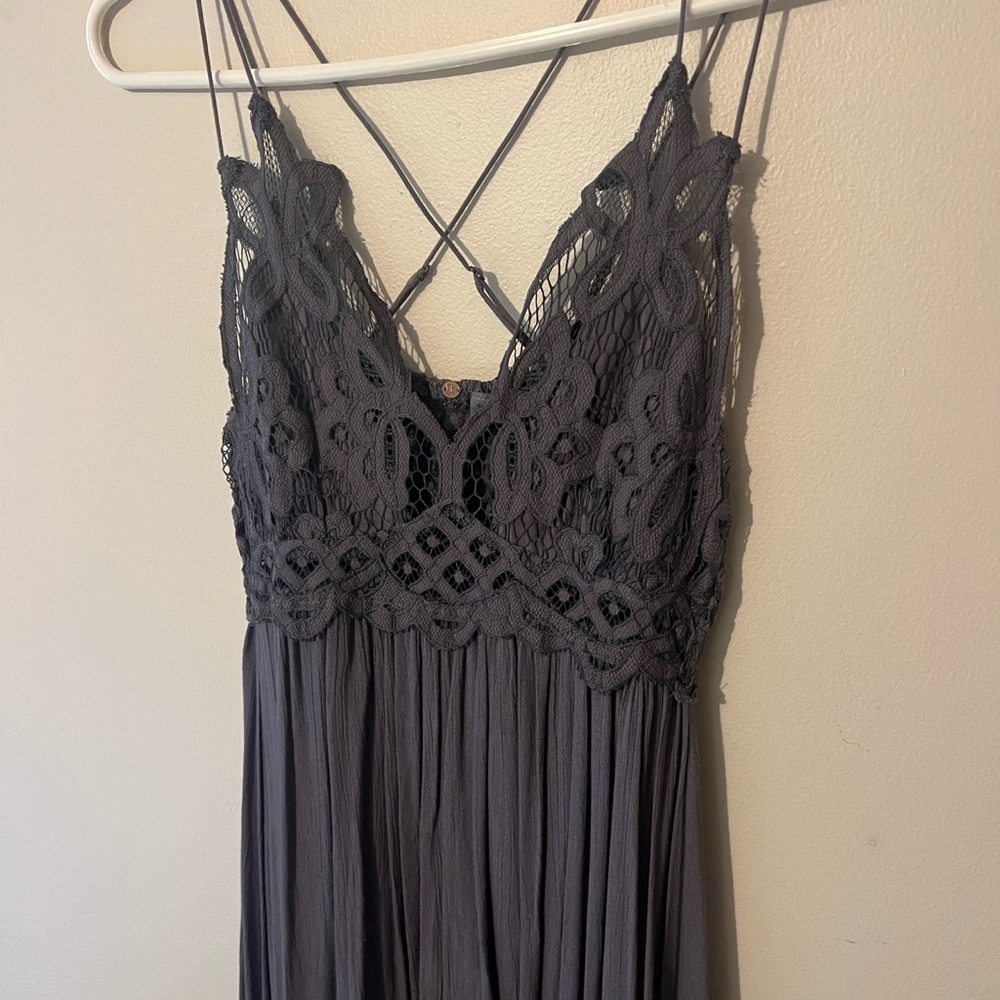 Free People Grey Lace Mini Dress - Picture 4 of 7